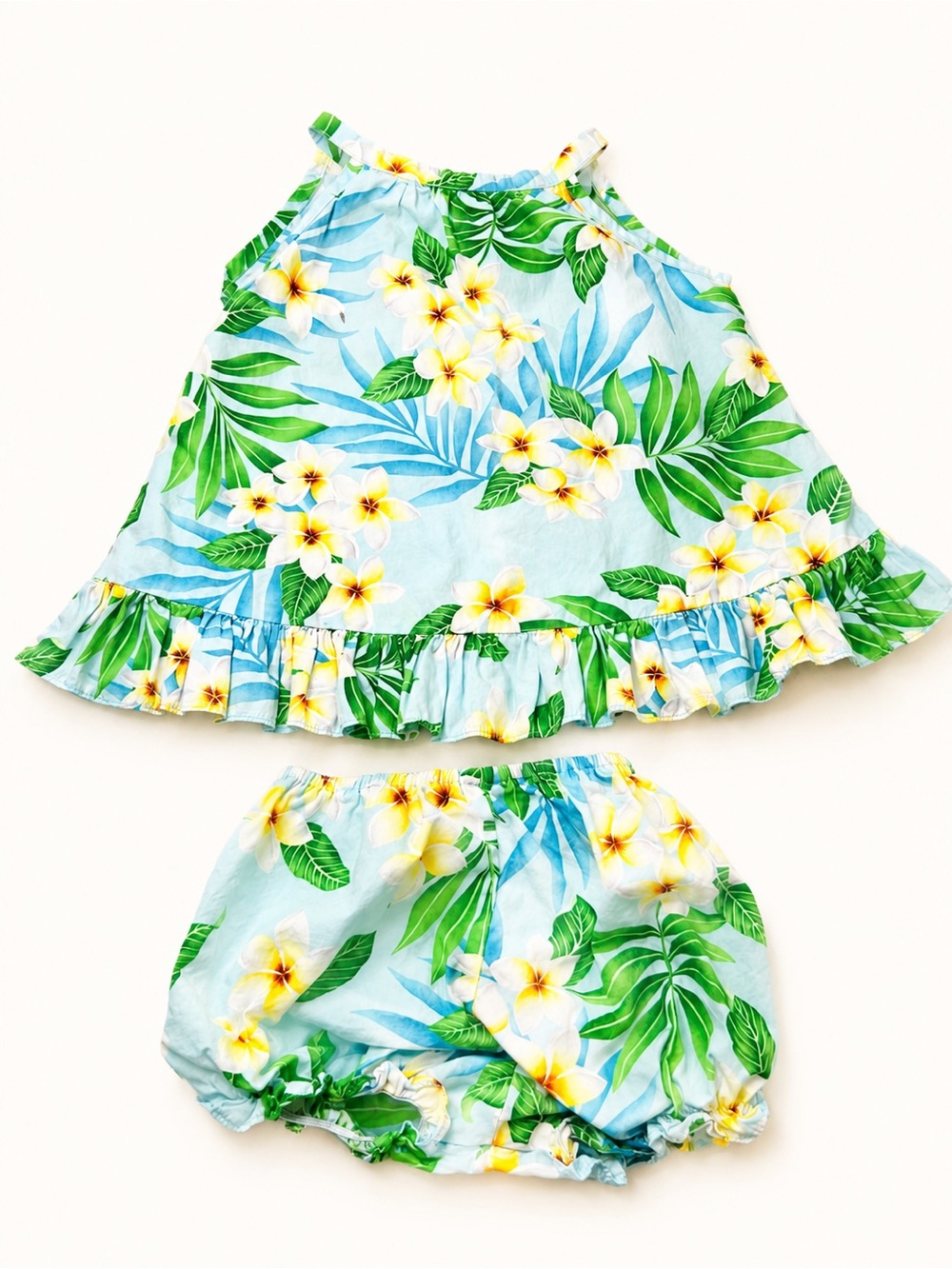 Baby Girls' Tropical Floral Halter & Bloomers Set - Blue